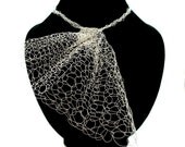 Lace Wing Butterfly  - Knitted Necklace in Ivory