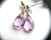 Purple Stud Earrings . Light Purple Amethyst Post Earrings . Small Drop Earrings . Purple Bridesmaid Sets - Veronica Collection