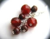 Red Stone Earrings . Red Agate Earrings . Wire Wrap Earrings . Simple Drop Earrings . Sterling Silver Earrings - Goji Collection . Duet