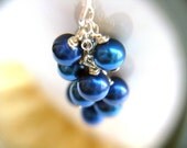Navy Blue Pearl Earrings . Long Pearl Earrings . Cobalt Blue Earrings . Sapphire Blue Bridesmaid Sets - Nexus Collection