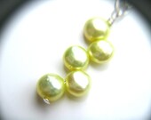 Yellow Pearl Necklace . Pearl Bridesmaid Necklace . Silver Wire Wrap Necklace . Chiffon Yellow Pearl Drop Necklace  - Annette Collection