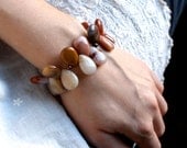 Chunky Bead Bracelet . Bohemian Bracelet . Rustic Bracelet . Brown Bead Bracelet . Cream, Red, Brown, Rust Jasper - Mojave Collection