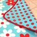 Chalkydoodles REVERSIBLE Laminated Cotton Splat Mat - 42x42 - AQUA DOT and FLORAL
