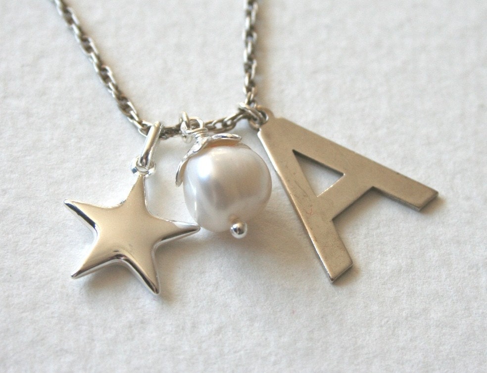 Sterling Silver Charm Necklace A is For Awesome