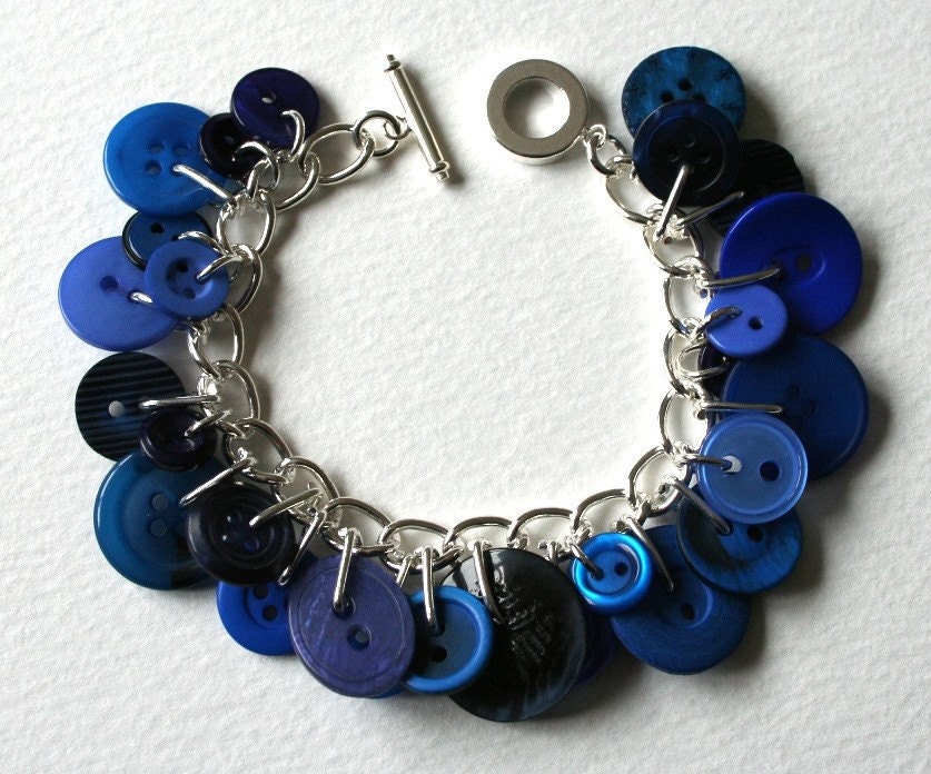Midnight Blue Button Charm Bracelet