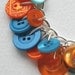 Button Charm Bracelet Orange and Aqua
