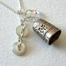 Vintage Thimble and Antique Button and Crystal Sterling Silver Necklace