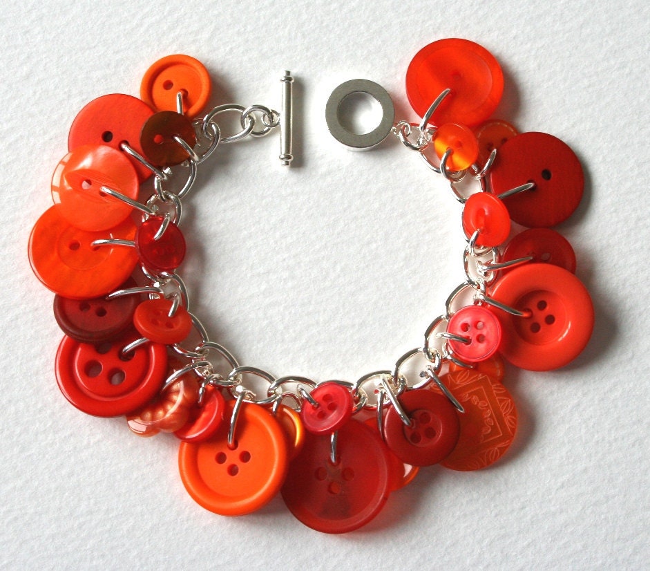 Orange Crush Button Charm Bracelet