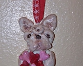 Folk Art French Bulldog Doll Heart Ornament