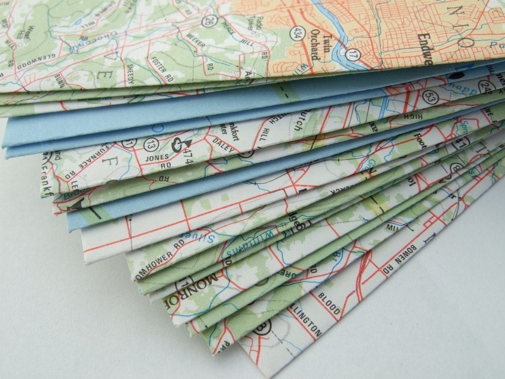 set of 12 recycled topographical map envelopes