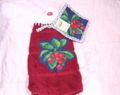 Personalized  Handmade  Appliqued  Cherries  Hanging Dish Towel n Matching Pot Holder READY 2 SHIP