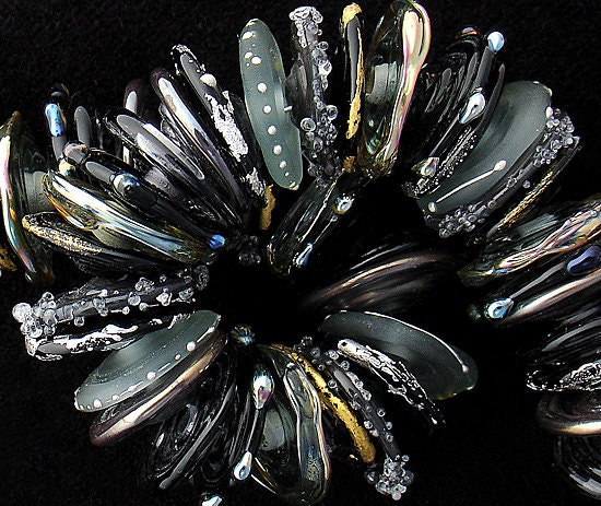 DSG Beads Handmade Organic Lampwork Glass-Black Discs (Made To Order)