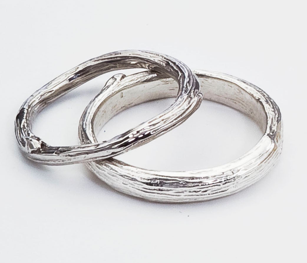 Wedding Band Set - Cast from Central Park Twigs - His and Hers -Seen in Huffington post Weddings