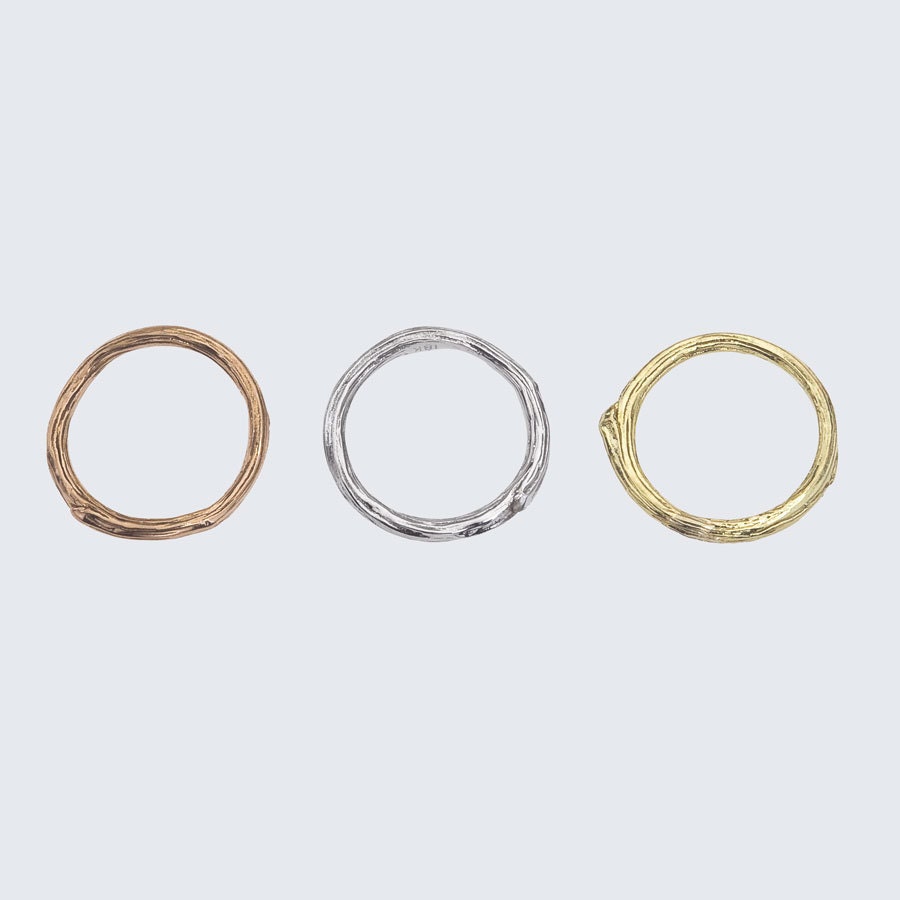 Twig Ring Band - Wedding or Stacking - White Yellow or Rose Gold - The Gold Standard for Twig Rings