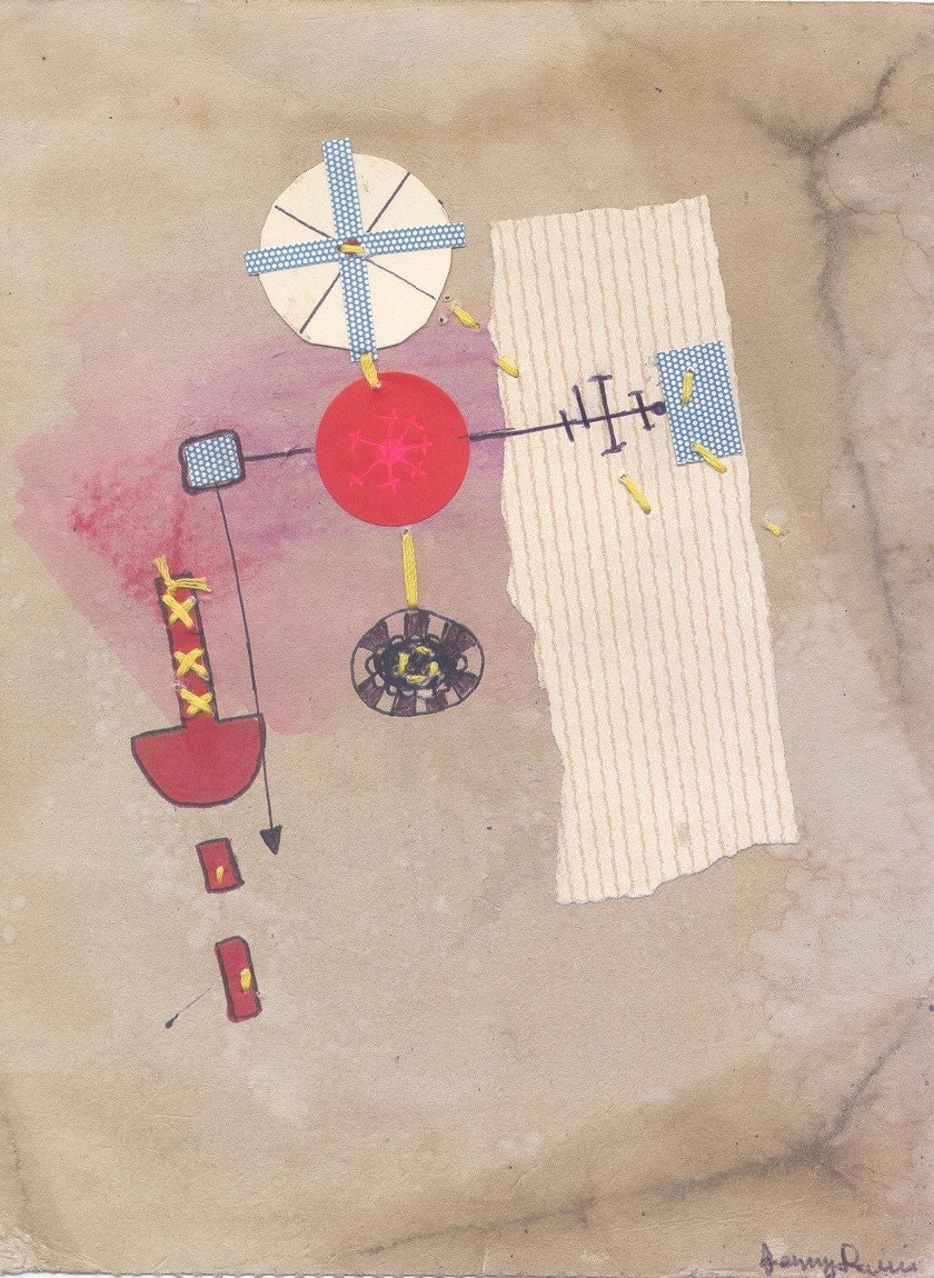 Abstract Art. Up. Original Collage Art on Paper. Contemporary Modern Art.
