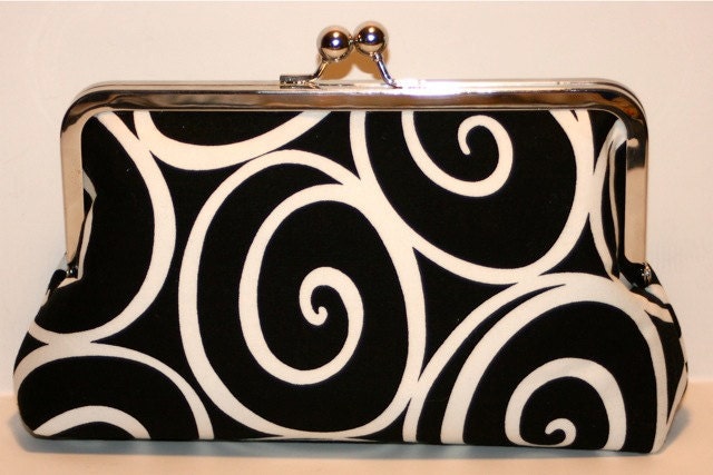 Black and White Swirl Framed Clutch