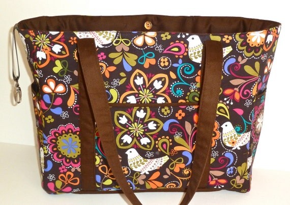 Tote/Diaper Bag in Birds and Floral