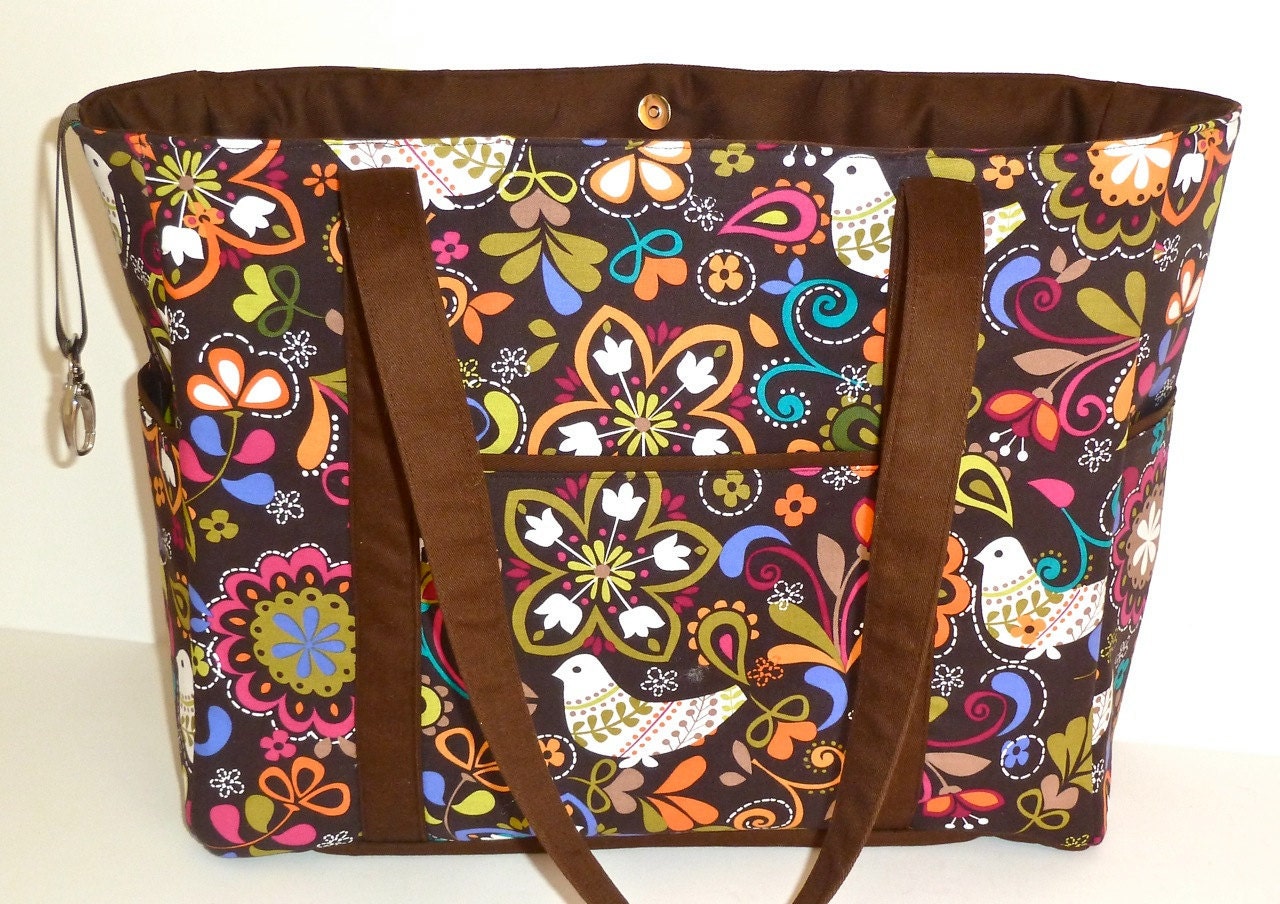 Tote/Diaper Bag in Birds and Floral