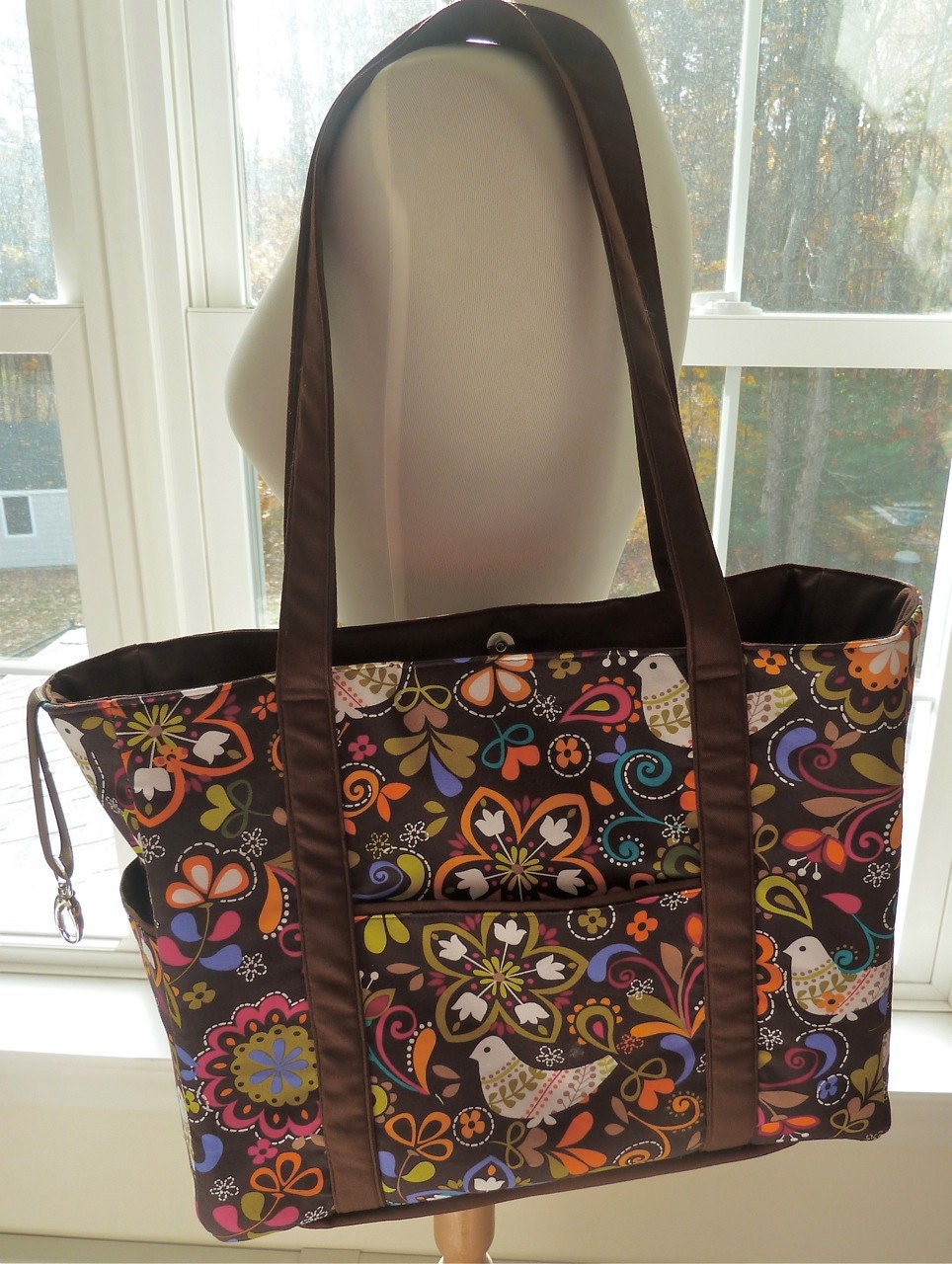 Tote/Diaper Bag in Birds and Floral