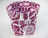 Reversible Drawstring Knitting bag or small project bag Kip bag Joel Dewberry purple and pink