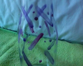 Glass Vase Upcycled Lavendar & Purple art deco 6" X 2 1/4" OOAK