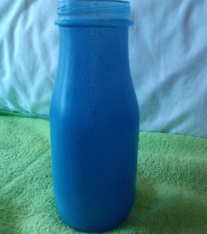 Vase Glass Upcycled relaxing solid medium Blue marble 6" X 2 1/4" Wedding Shower