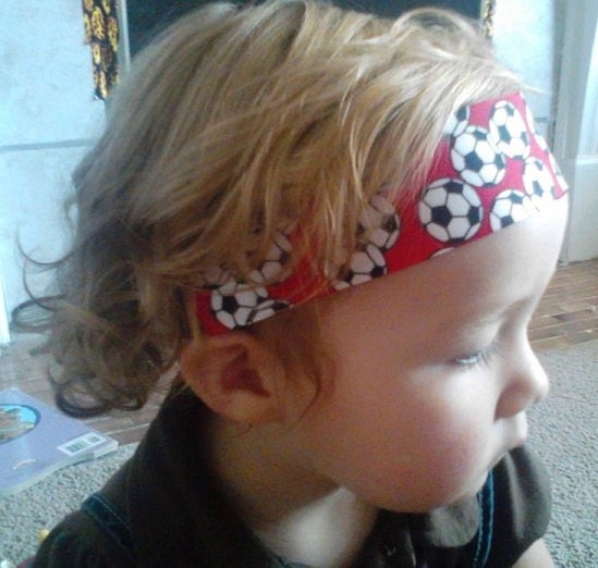 toddler - girls headband hair band1 1/2" red soccer balls