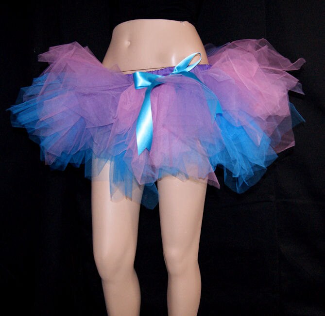 Paris Pink Turquoise Blue Kawaii Raver Trashy TuTu Skirt medium MTCoffinz --- Ready to ship