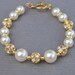 RESERVED - Ivory Pearl Gold Rhinestone Bracelet, Bridal Jewelry, Wedding Bracelet, Bridesmaid Gifts