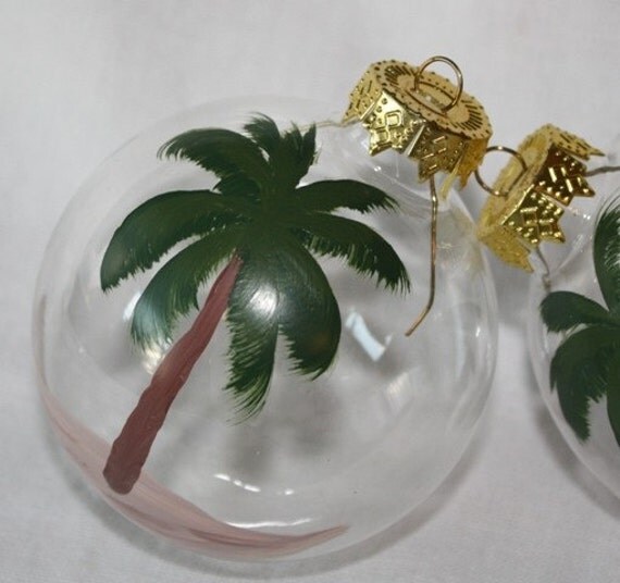 handpainted palm tree christmas ornaments by beachchik on etsy handpainted palm tree christmas ornaments by beachchik on etsy