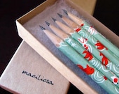 washi-wrapped japanese pencils - set of 5 - swimming lessons (seafoam green)