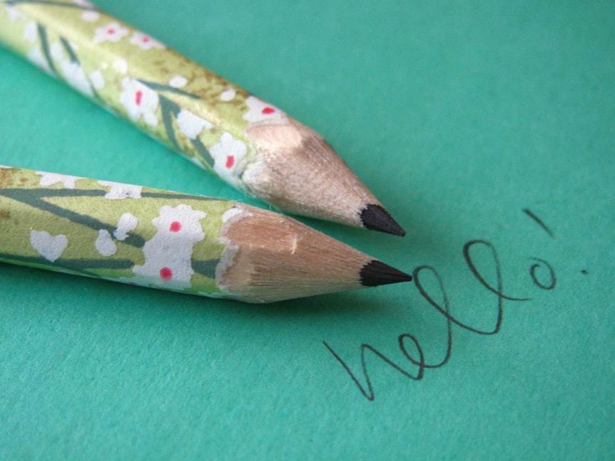 mini japanese paper-wrapped pencils - set of 10 - lime meadow