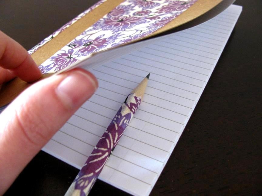 LIMITED EDITION journal made from recycled materials and japanese paper - notebook and pencil set - vibrant lotus (purple)