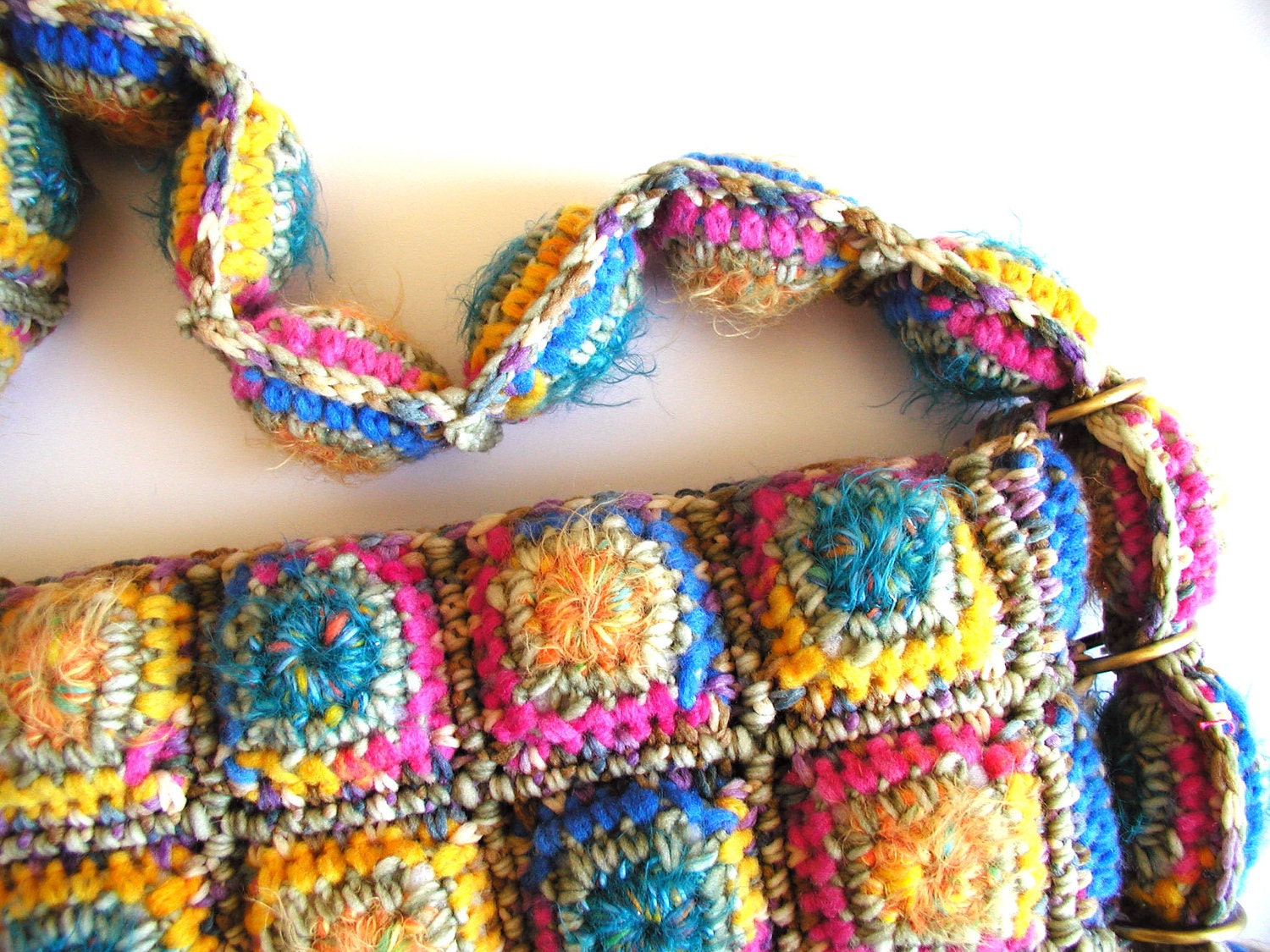 Soft Messenger Bag: with adjustable shoulder strap, multicolor fluo in electric blue, yellow and fuchsia