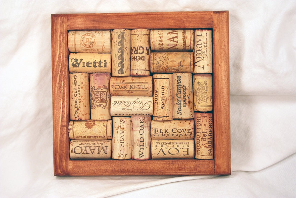 Handmade Chestnut Stained Wooden Recycled Wine Cork Trivet