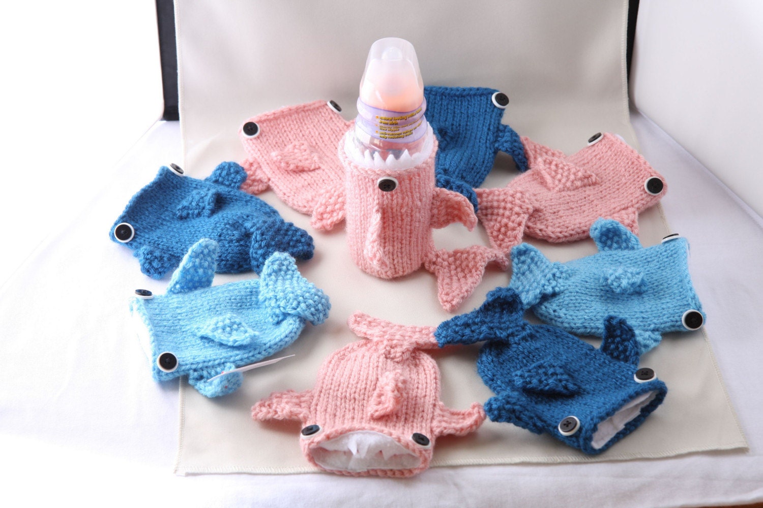 Baby Bottle Monster Shark with tail in Pink