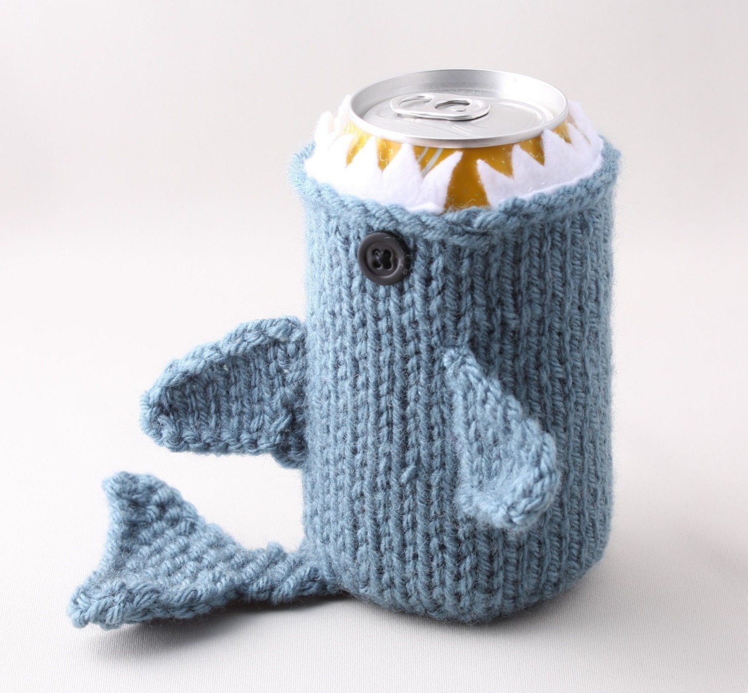 Shark Week -Monster Shark - for your Soda Can- Dusty Blue - This monster made it to the front page of Etsy