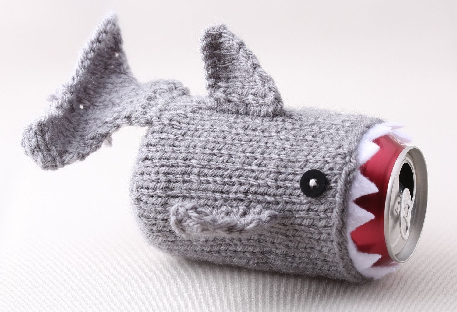 Monster Shark - for your Soda Can - Silver Grey - was featured in ImbibeMagazine.com