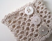 Wristlet no. 69, natural ecru cotton lace and vintage buttons