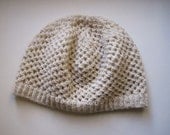 Star Beanie slouch hat in off white unbleached handspun wool with silver sparkle threads