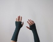 TEAL WARMERS - Woolen Fingerless Gloves / Arm Warmers - Cozy Rustic Modern Useful Gauntlet Gloves - Fingerless Mitts