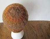 Ada Accordion Hat in Topaz - Hand Knit Textured Cap in Autumn Shades of Copper, Gold, and Tan