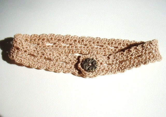 slim tea-dyed cotton choker with brass flower button