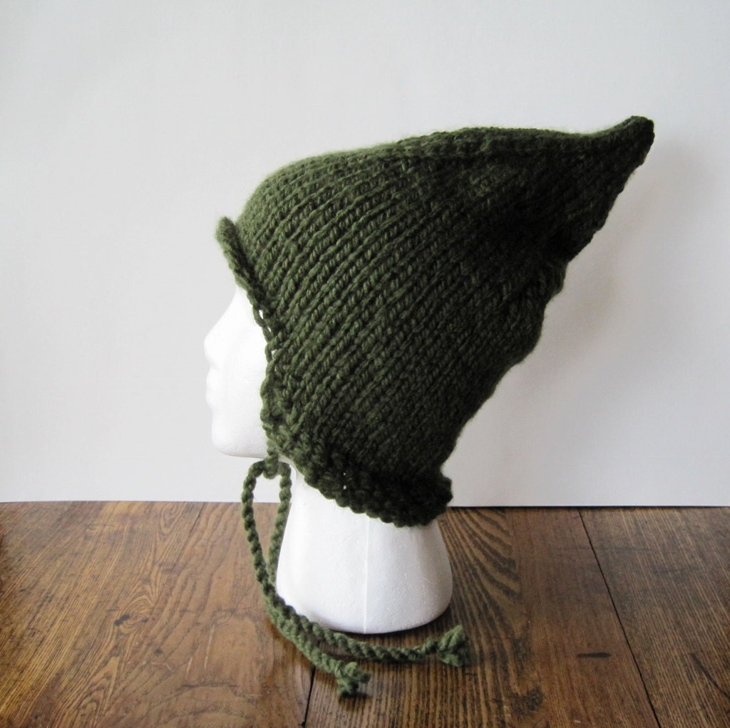 EVERGREEN pixie aviator hat - vegan friendly - woodland inspired - fae hand knit cap - limited edition fae inspired soft knit cap - CIJ Sale