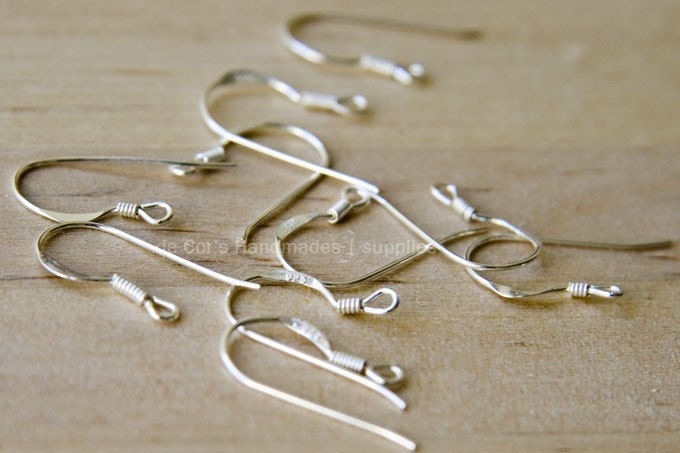 10pcs Sterling Silver French Ear wires - Hooks With Coils