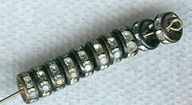 8mm rhinestone rondelles czech crystal clear crystals and contrasting black edge, very dramatic
