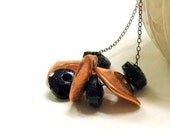 Modern Copper Necklace - Ruffles / Midnight Blue Boho Necklace / cool / metallic