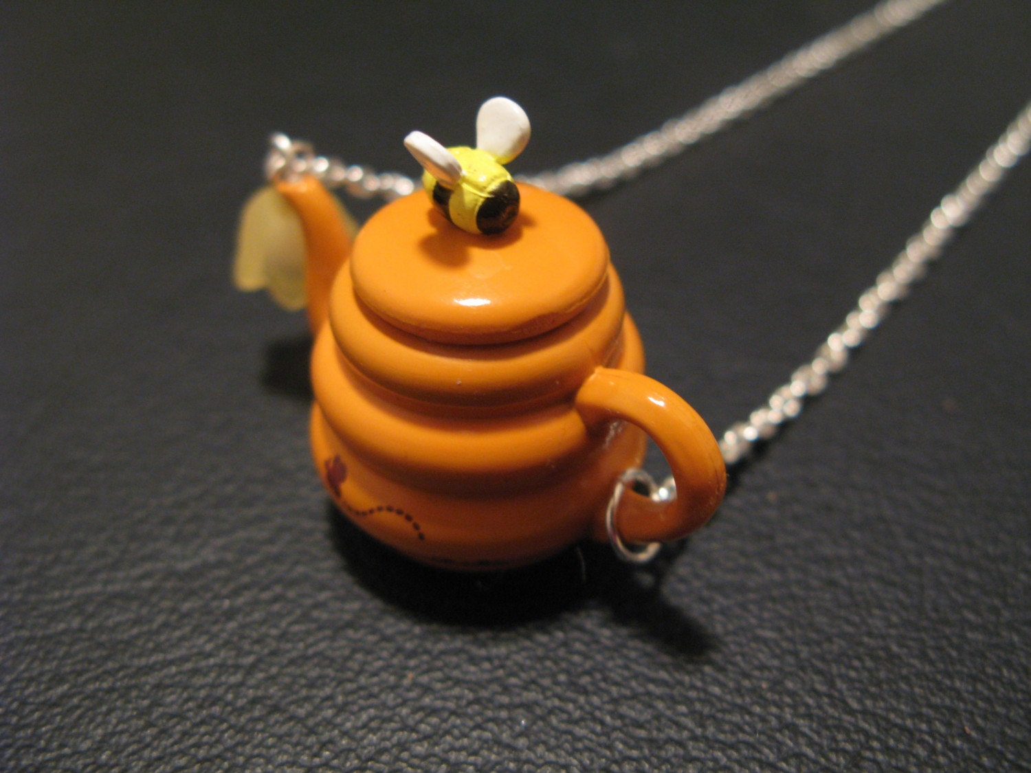 Honey Bee Teapot \/ Tea Pot Pendant \/ Necklace