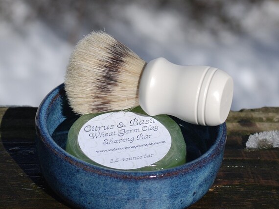 shaving cup with brush and soap