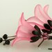 Pink Flower Earrings Dangle Bridal Jewelry Wedding Jewelry Pink and Black Flower Earrings Pink Victorian Flower Earrings Swarovski Crystal